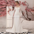 Elegant A-line Floor-length Bridal Gown white Organza bell sleeve lace wedding dress